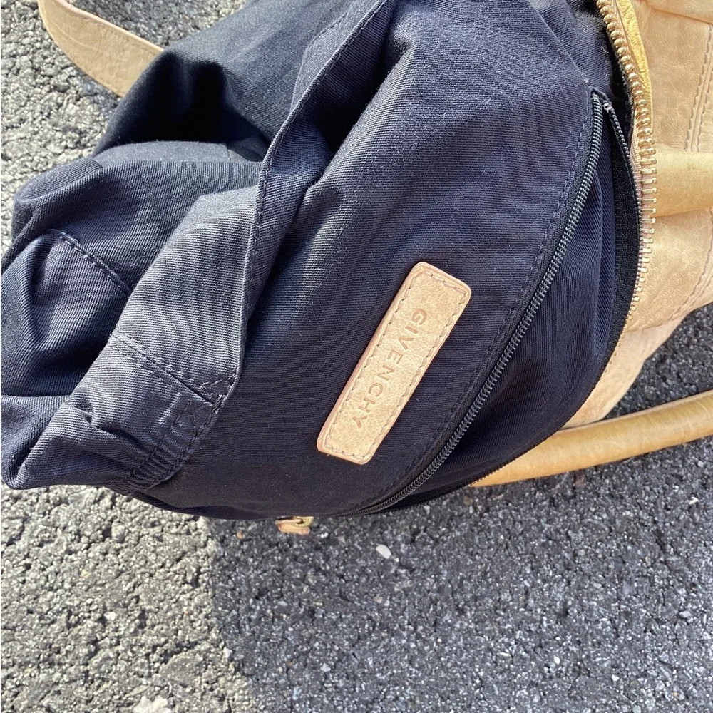 Givenchy Black and Tan Canvas Backpack with Leather Trim